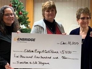 Enbridge donated $5,400 for a Minot DMS Transition to Life Program